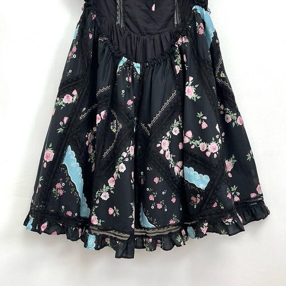 For Love & Lemons Leanne Lace Ruffles Open Back Babydoll Mini Dress - Small - Picture 9 of 14